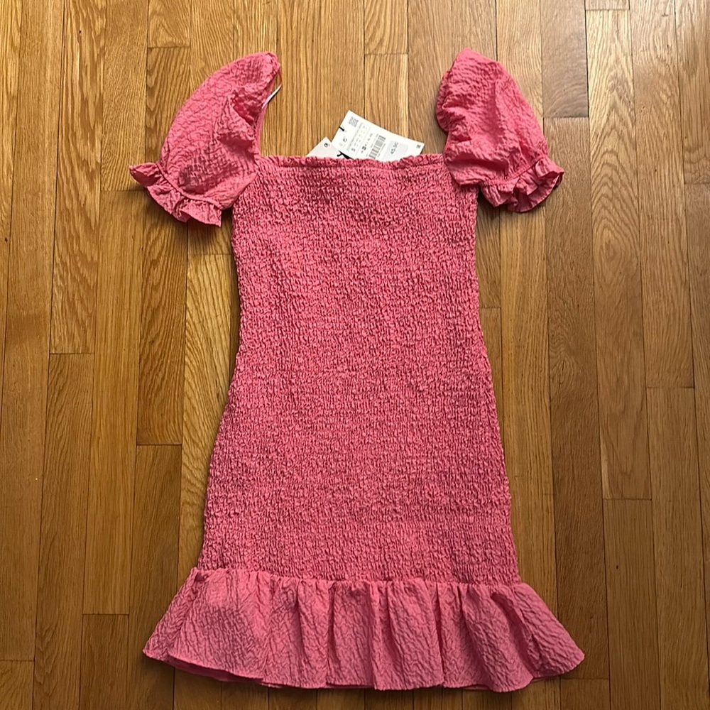 Zara Hot Pink Popcorn Bodycon Mini Dress
